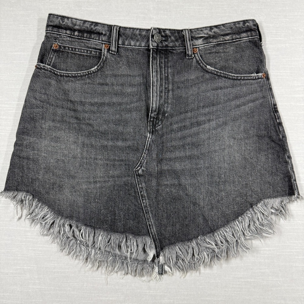 We The Free Jean Shorts Women 31 Black Dark Wash Casual Grunge Fringe